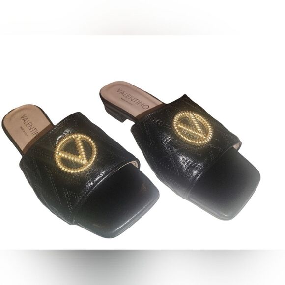 Mario Valentino Afrodite. Leather Slip-on Sandals - Picture 3 of 5